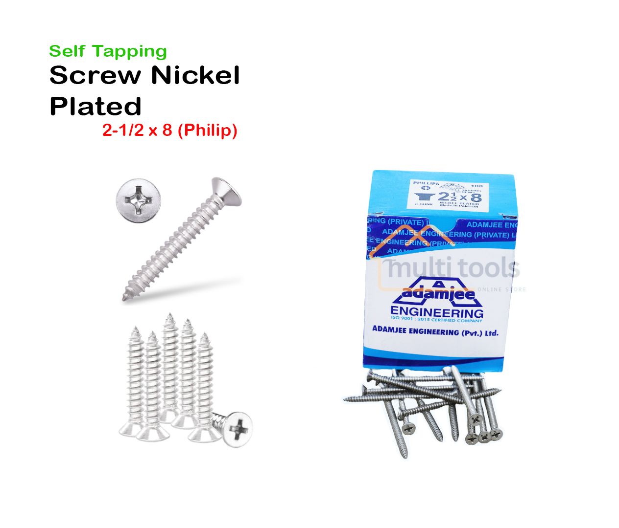 Self Tapping Screw Nickel Plated 2-1/2 X 8 (Philip)